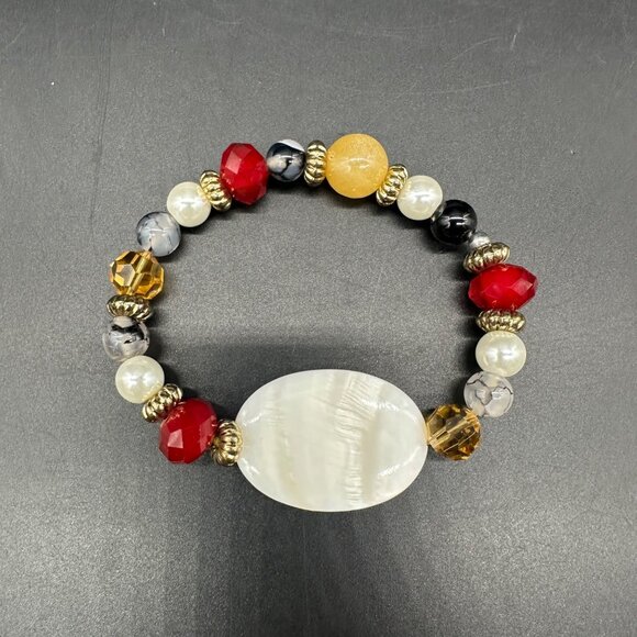 Park Lane Rouge Stretch Beaded Bracelet Statement Red White Black Yellow - Picture 2 of 8